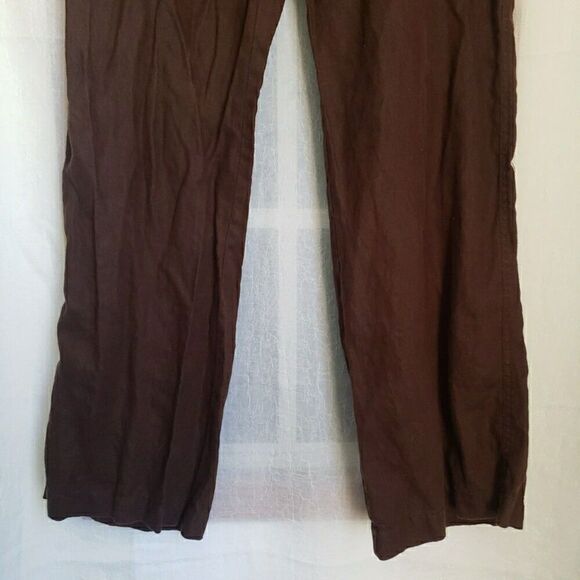 Madison Women's Size 12 Pants Brown 100% Linen Wide Leg Flat Front Dress Pants - Picture 4 of 10